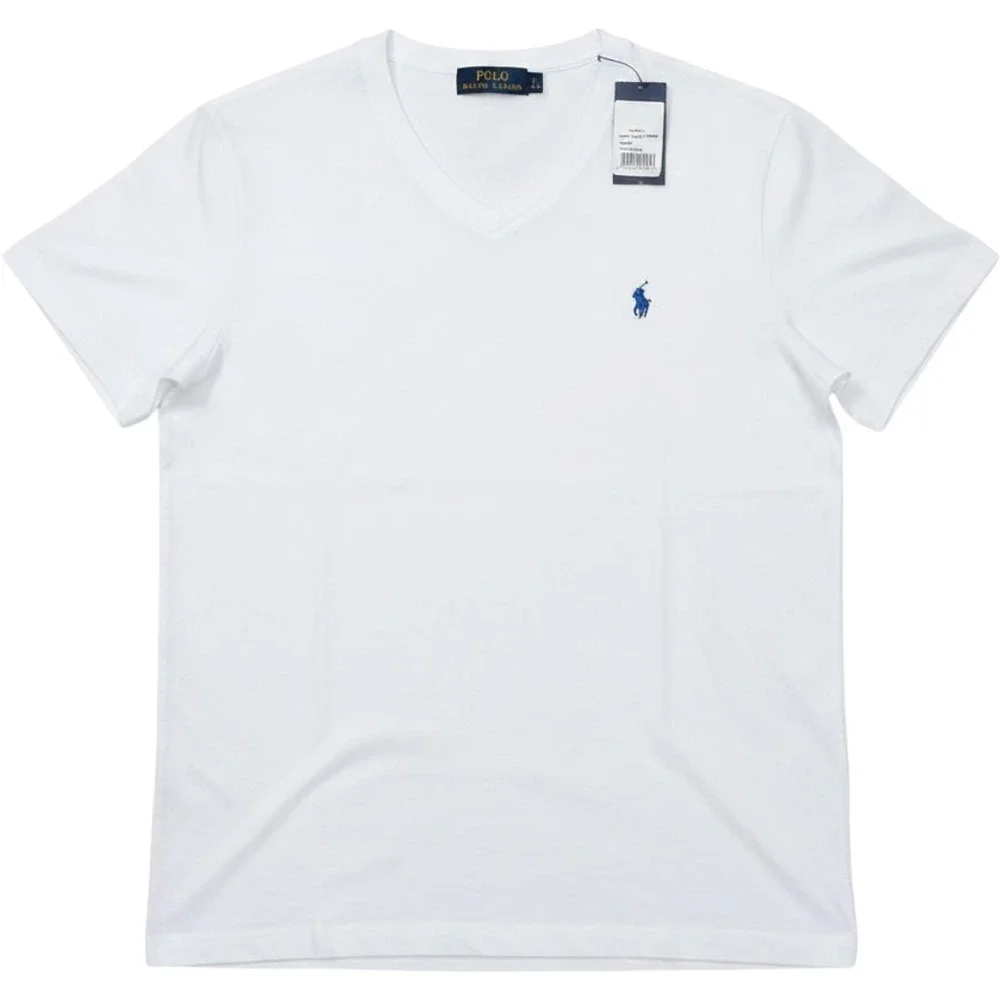Polo Ralph Lauren Mens White V-Neck T-Shirt Classic Fit Cotton Large NWT